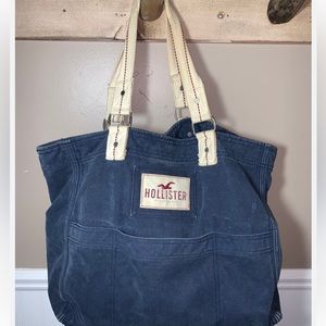 Y2K Hollister denimsoell out Jean bag two front pocket cream colored emblem Lg